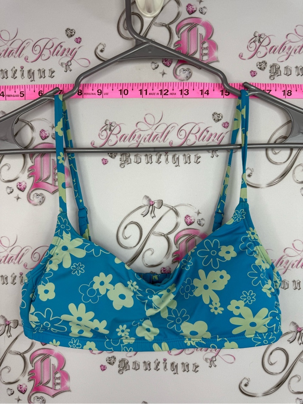 Ardene bikini top bra bright green blue Teal Floral Bikini Top